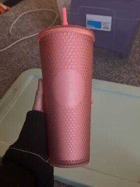 Starbucks Matte Pink Studded Cold Cup with Matching Straw